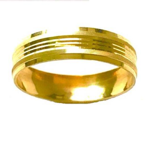 Argolla Matrimonio Tres L&iacute;neas Oro Amarillo 5mm 2.2g 10k